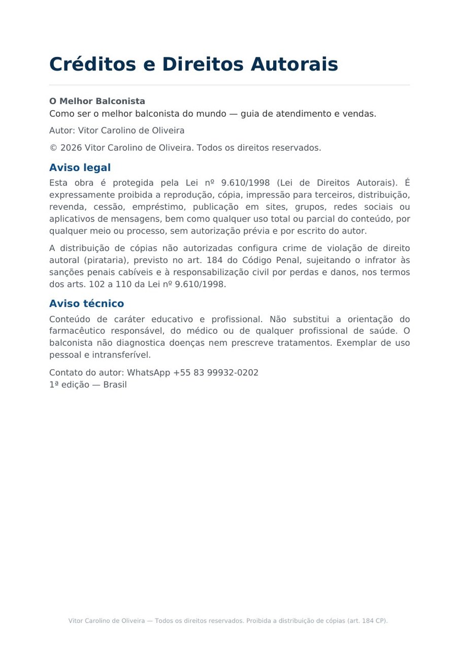 Página 3 da prévia do eBook O Melhor Balconista