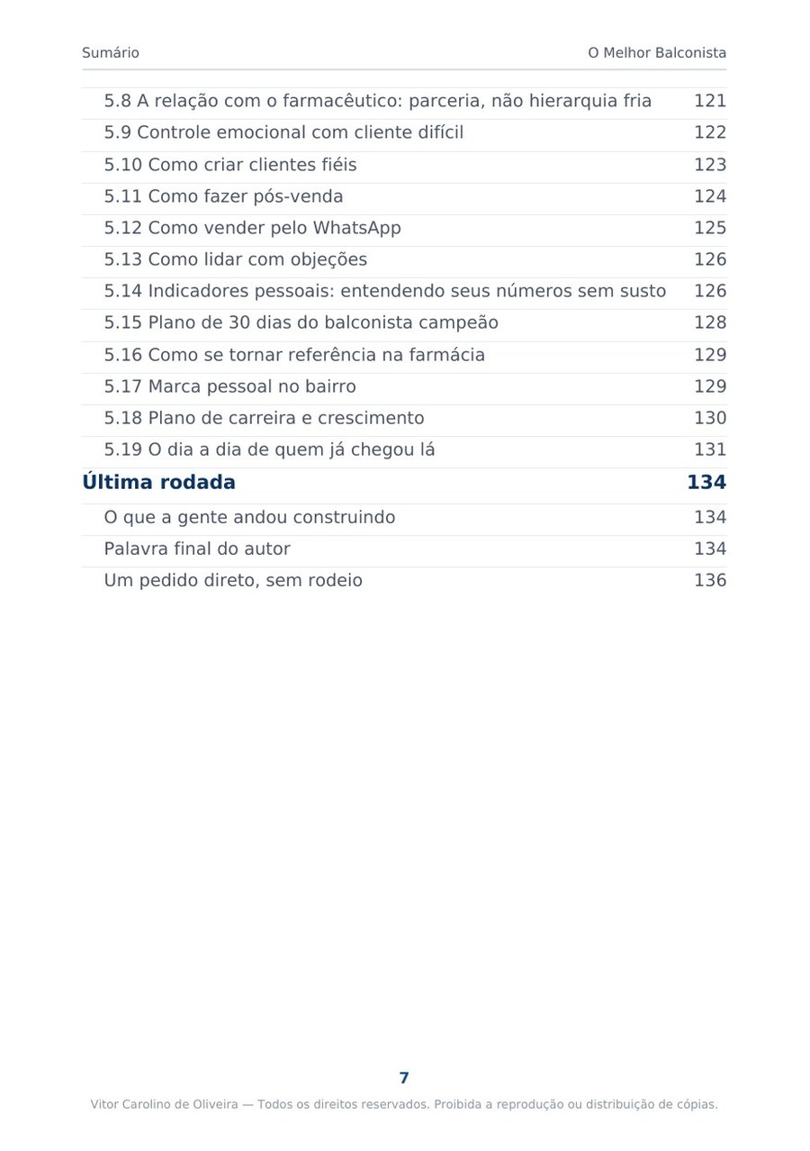 Página 7 da prévia do eBook O Melhor Balconista