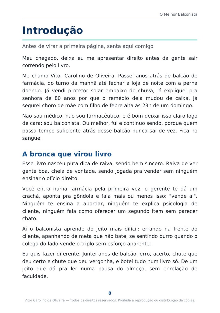 Página 8 da prévia do eBook O Melhor Balconista