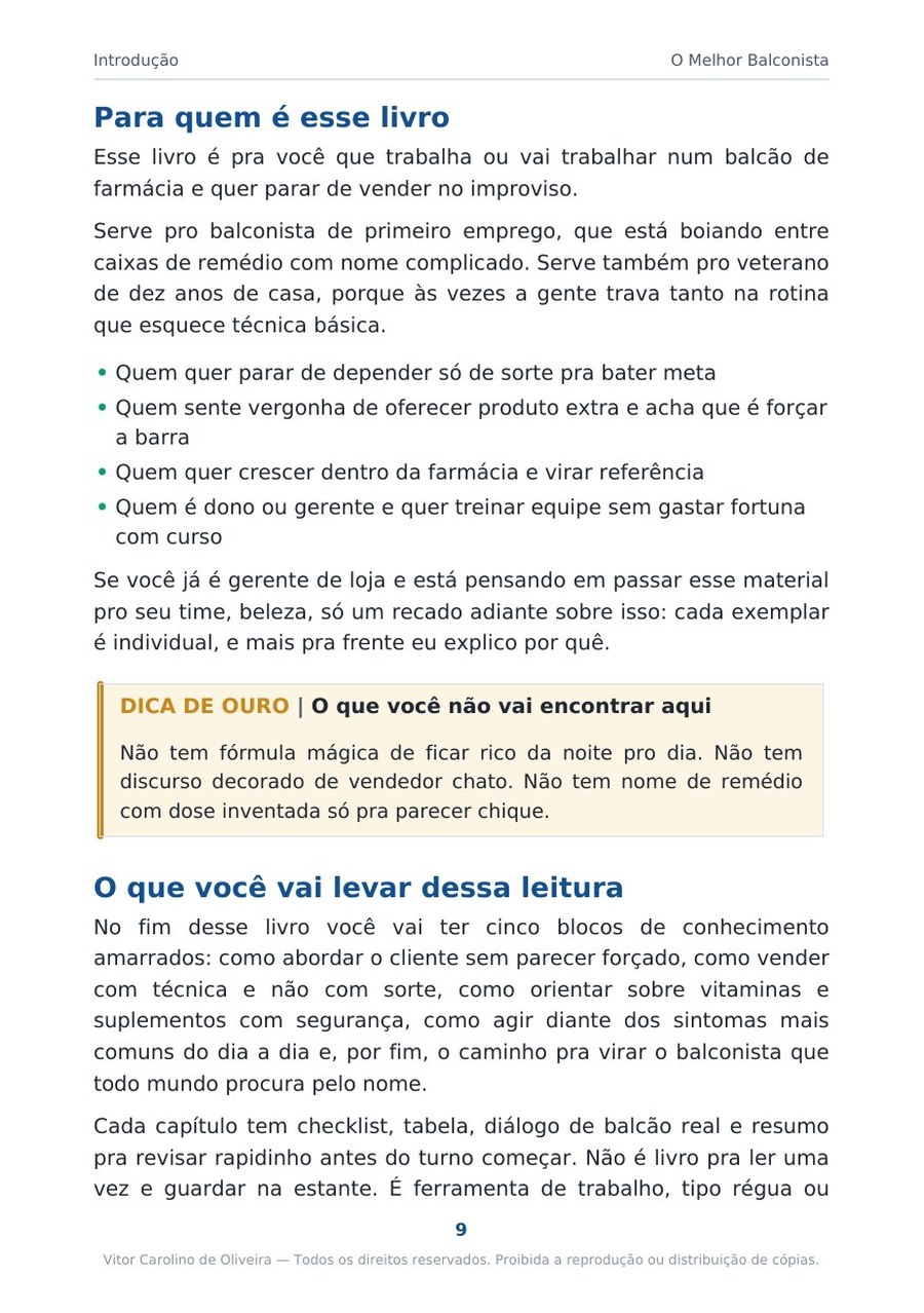 Página 9 da prévia do eBook O Melhor Balconista